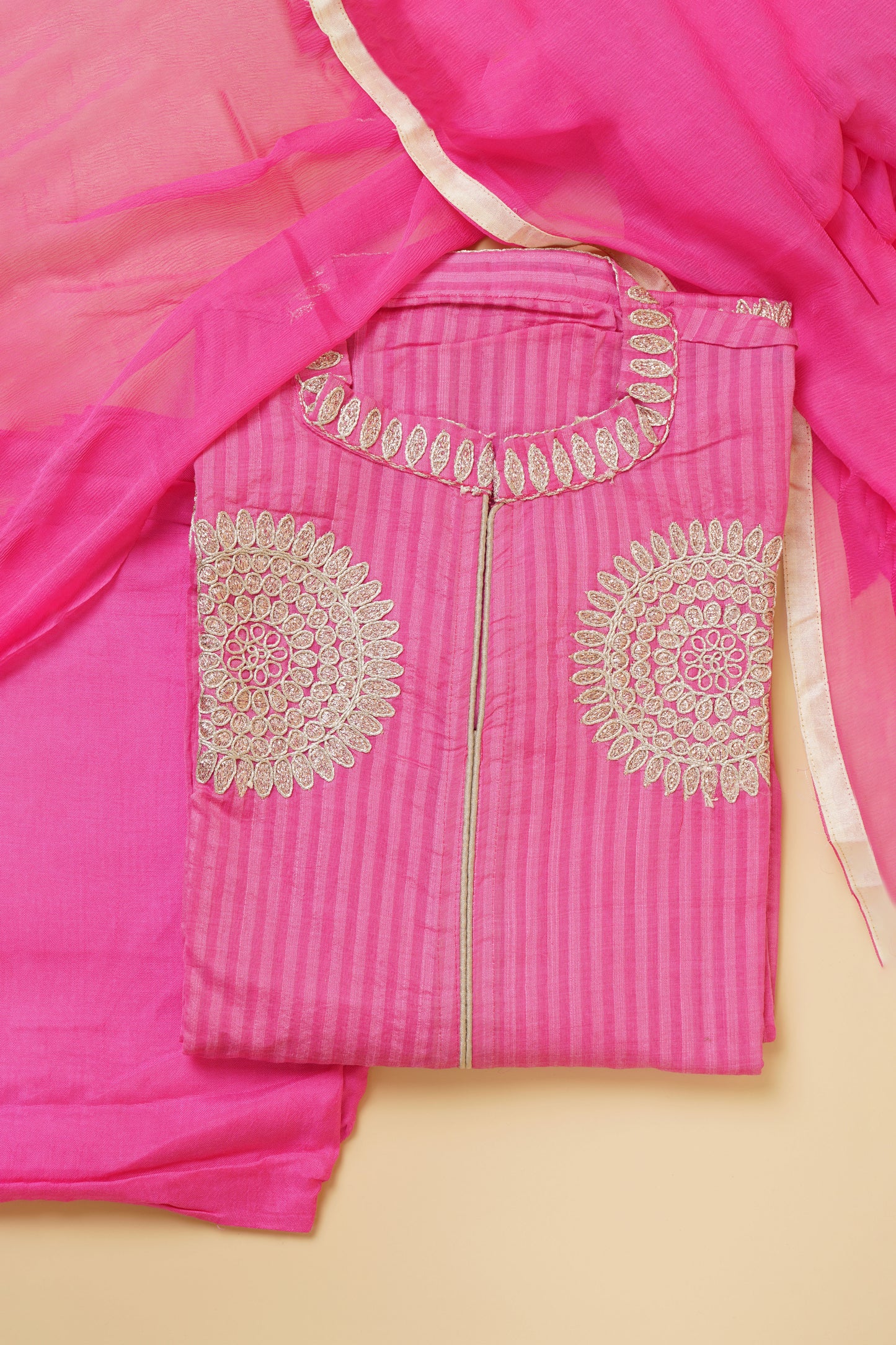 Pink Embroidered Unstitched Suit Piece