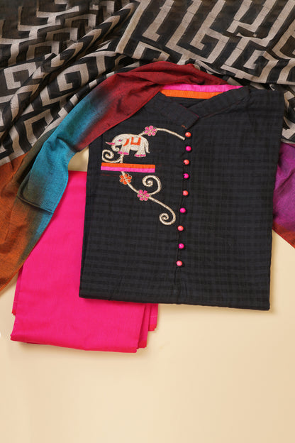 Black and Pink Unstitched Suit Piece