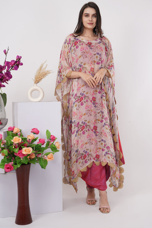 Pink Floral Multi-wear Kaftan Set