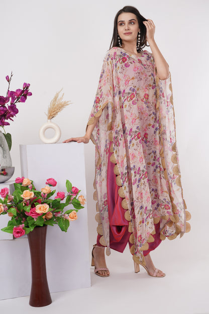 Pink Floral Multi-wear Kaftan Set