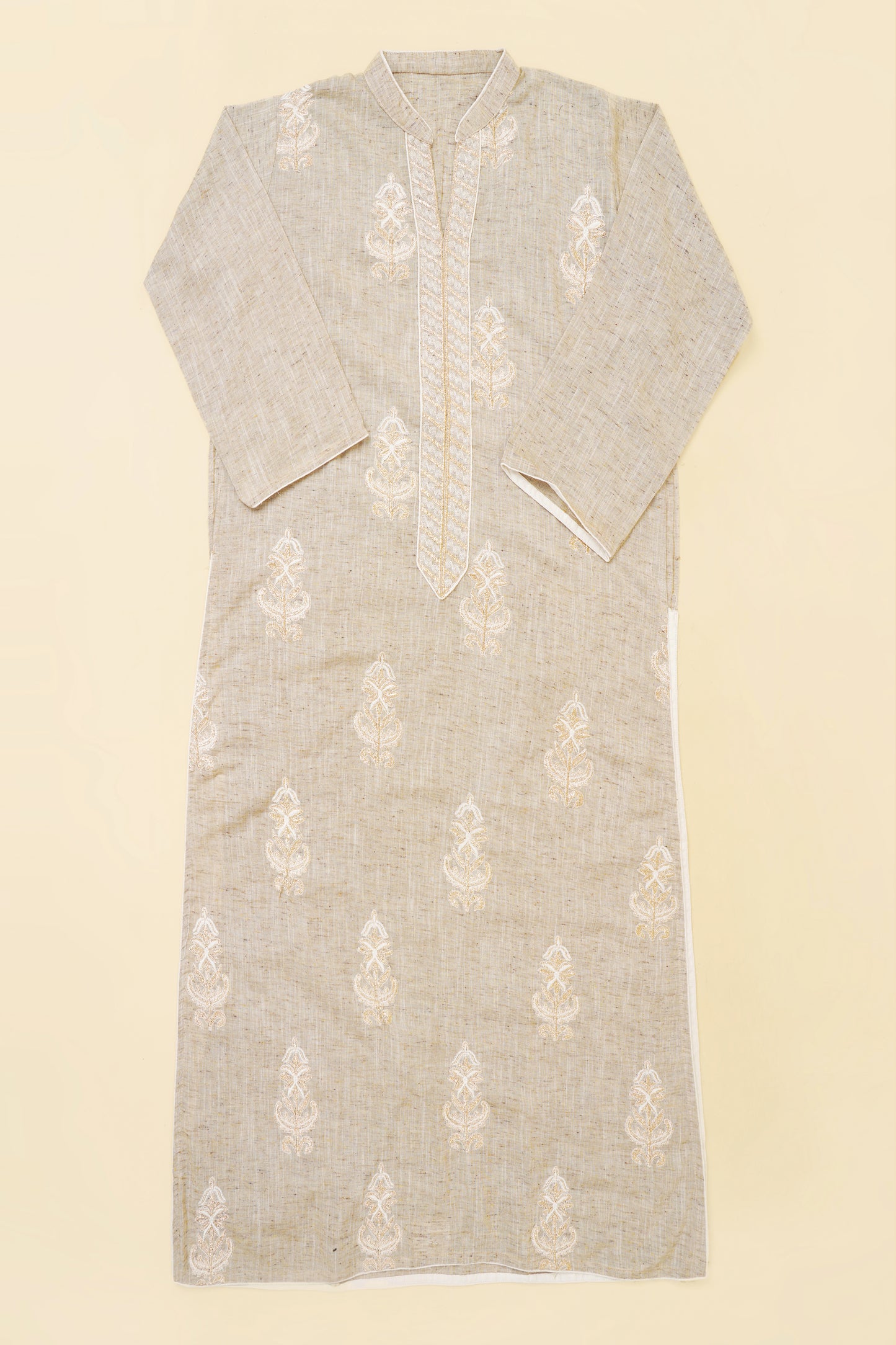 Dull Beige Embroidered Unstitched Suit Piece