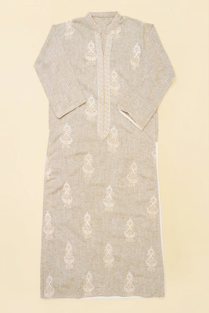 Dull Beige Embroidered Unstitched Suit Piece