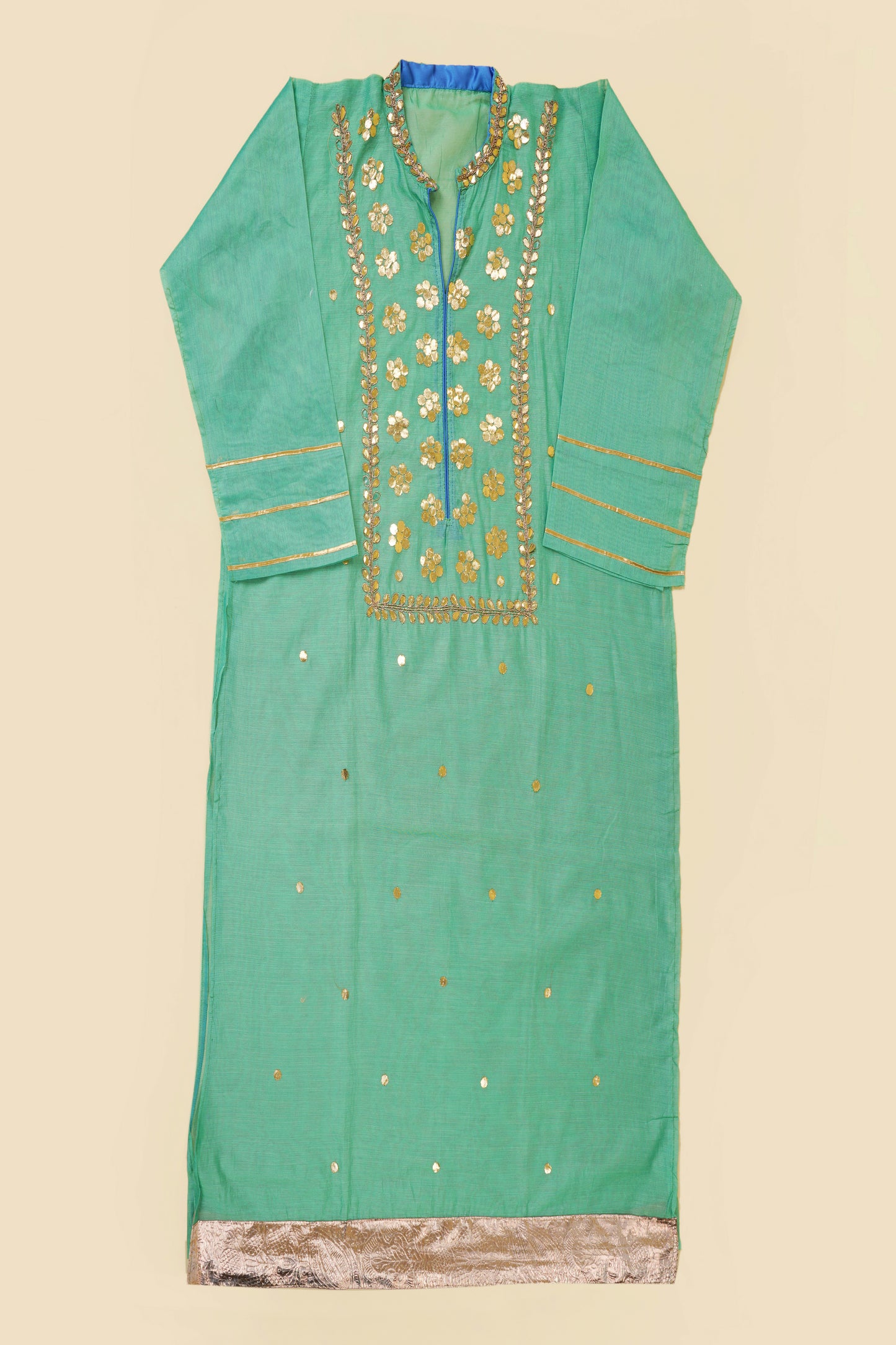 Green Gota Work and Digital Print Unstitched Suit Piece