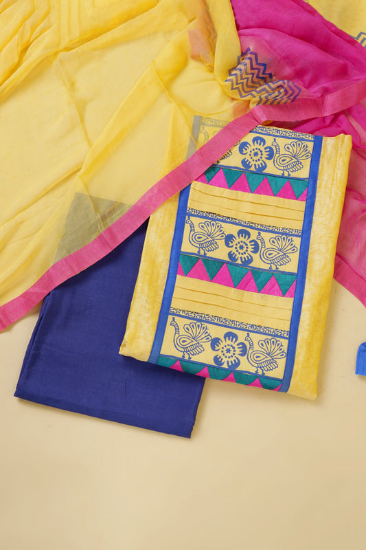 Yellow, Blue and Pink Unstitched Suit Piece