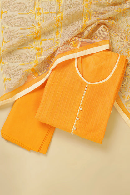 Orange Embroidered Unstitched Suit Piece