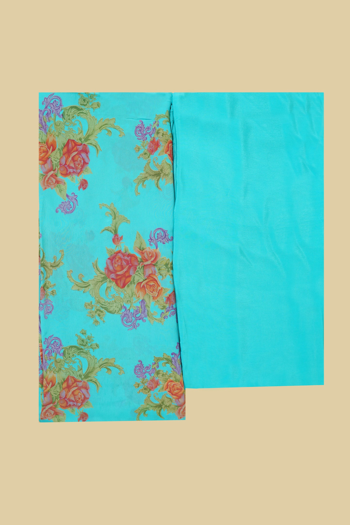 Aqua Blue Digital Printed Unstitched Suit Piece