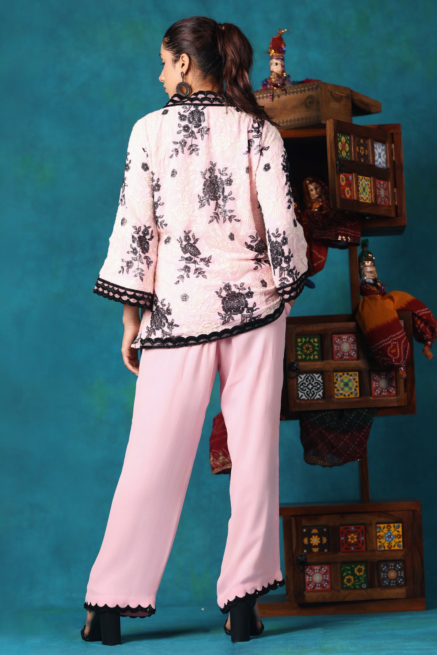 Baby Pink Kimono and Pants Set