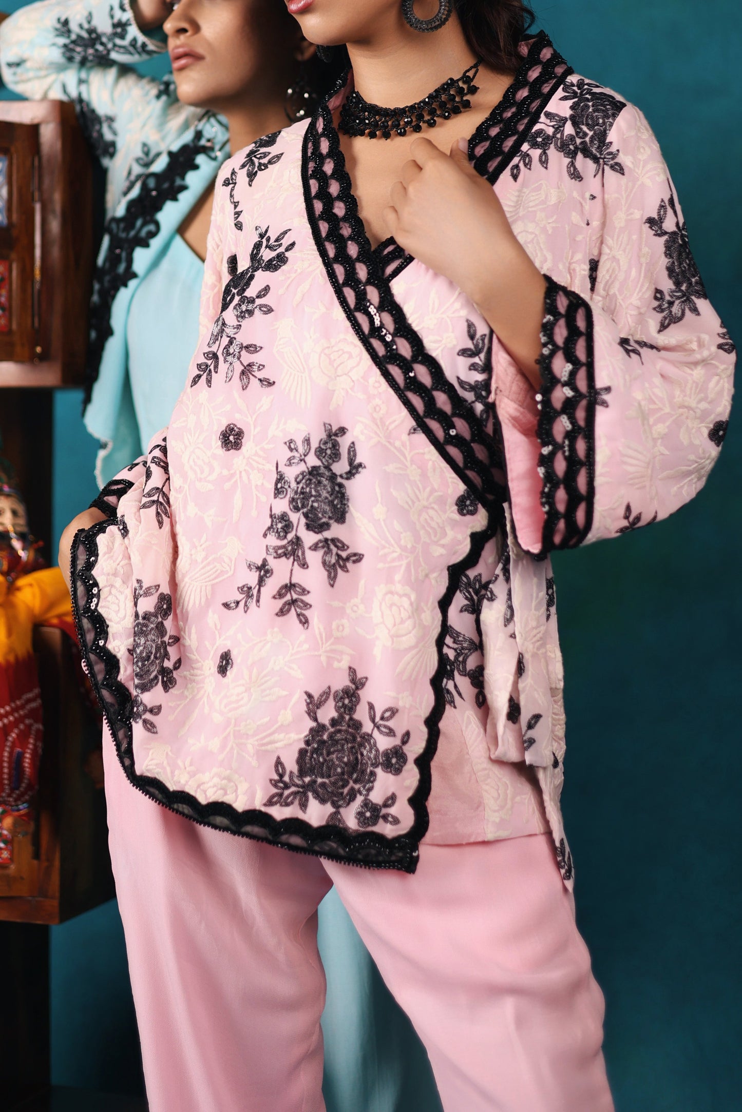 Baby Pink Kimono and Pants Set